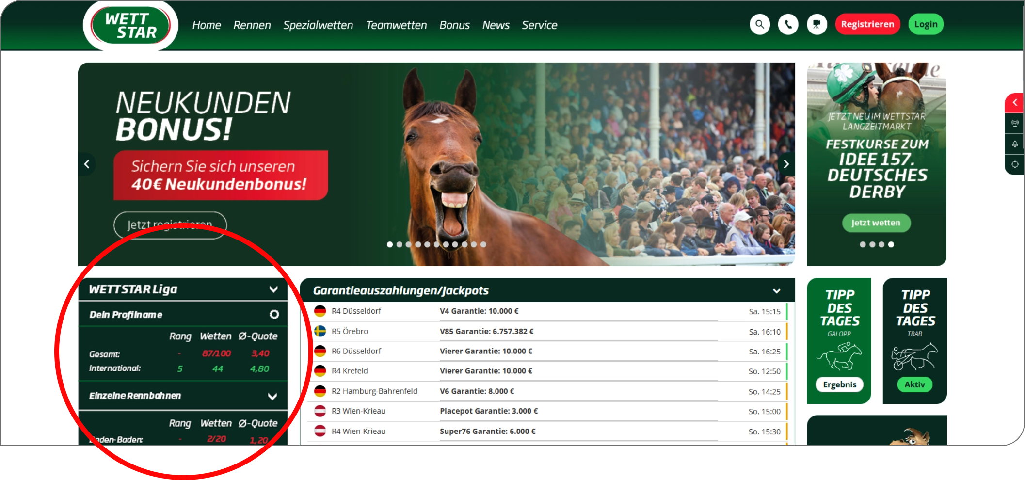 WETTSTAR Liga Sidebar